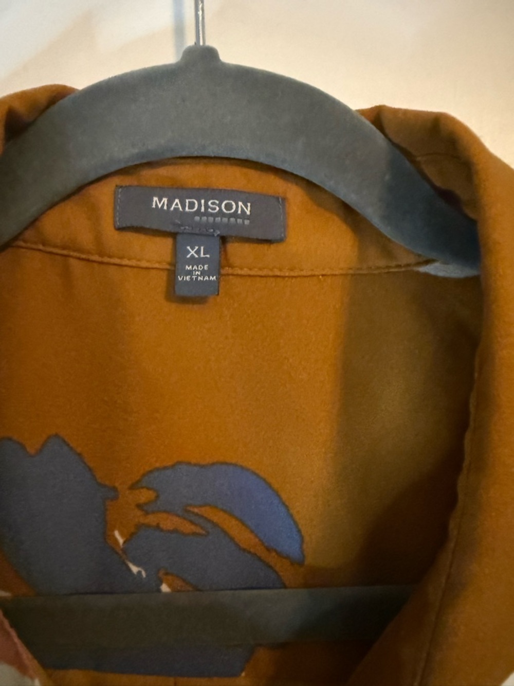 Madison Rust Brown Shirt with Navy Floral Accent - Picture 2 of 6